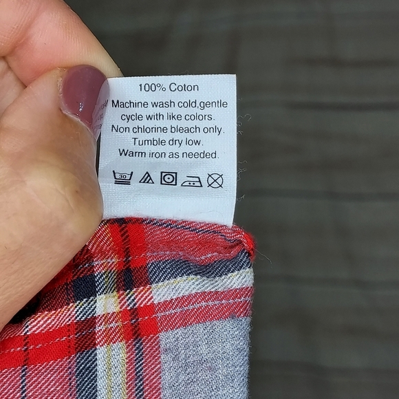 JCrew flannel shirt boy fit button up long sleeve red gray black plaid L - Picture 6 of 6